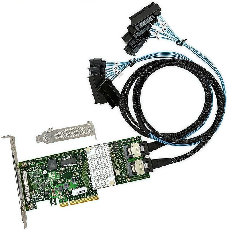 LAMPAN بطاقة SAS HBA متوافقة مع LSI 9211-8i وضع IT وبطاقة توسيع D2607 PCIe SATA، 8 منافذ 6Gbps PCIe 2.0، دعم موسع، وحدة تحكم SATA HBA مع 2× كابلات SFF-8087 إلى 8482 SAS لنظام ZFS unRAID NAS - Image 2